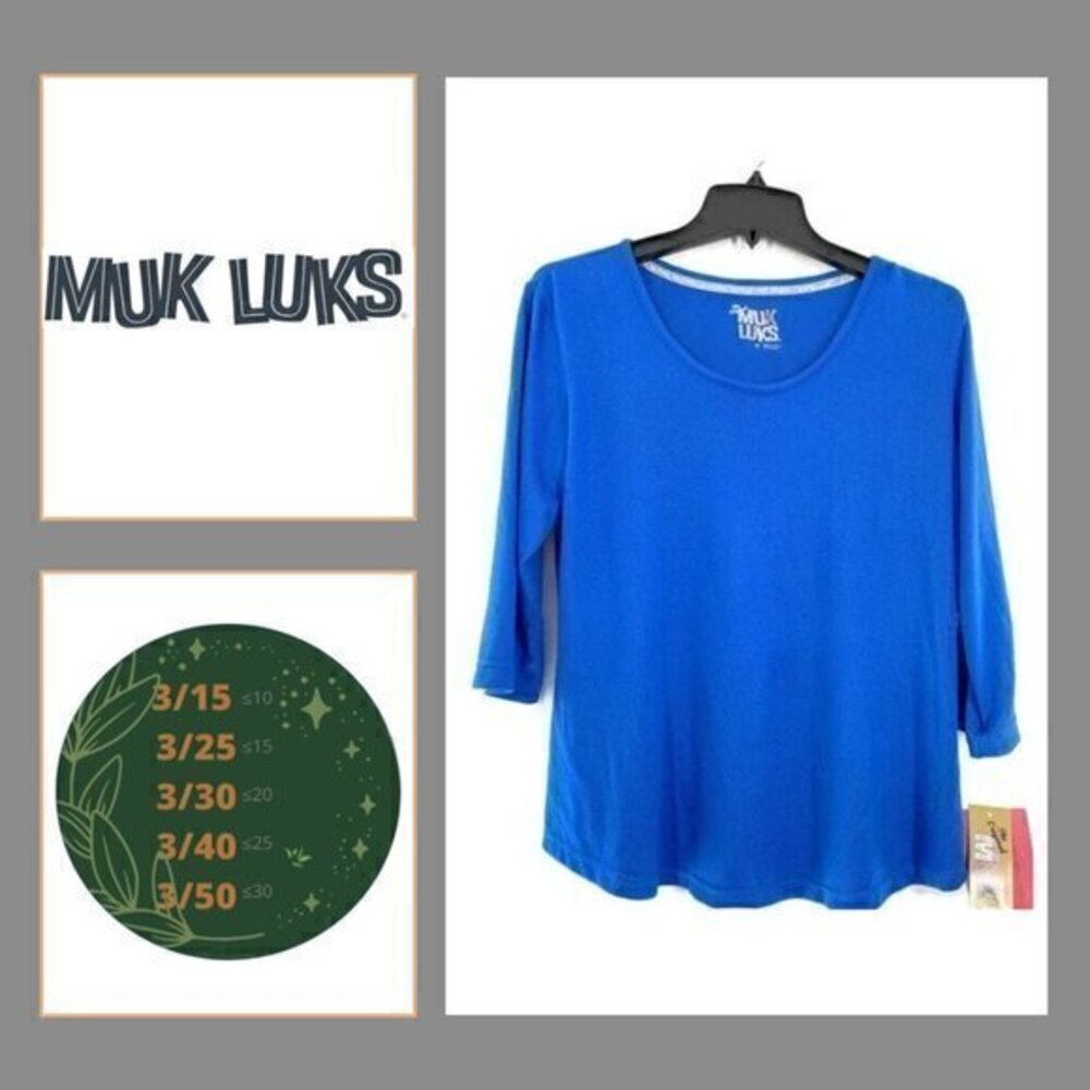 Muk Luks Women's sleep pajama top -Blue Medium